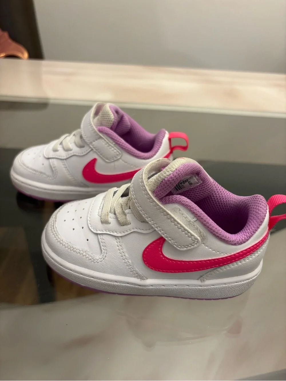 Nike Toddler Sneakers White Pink Hook and Loop Size 7C